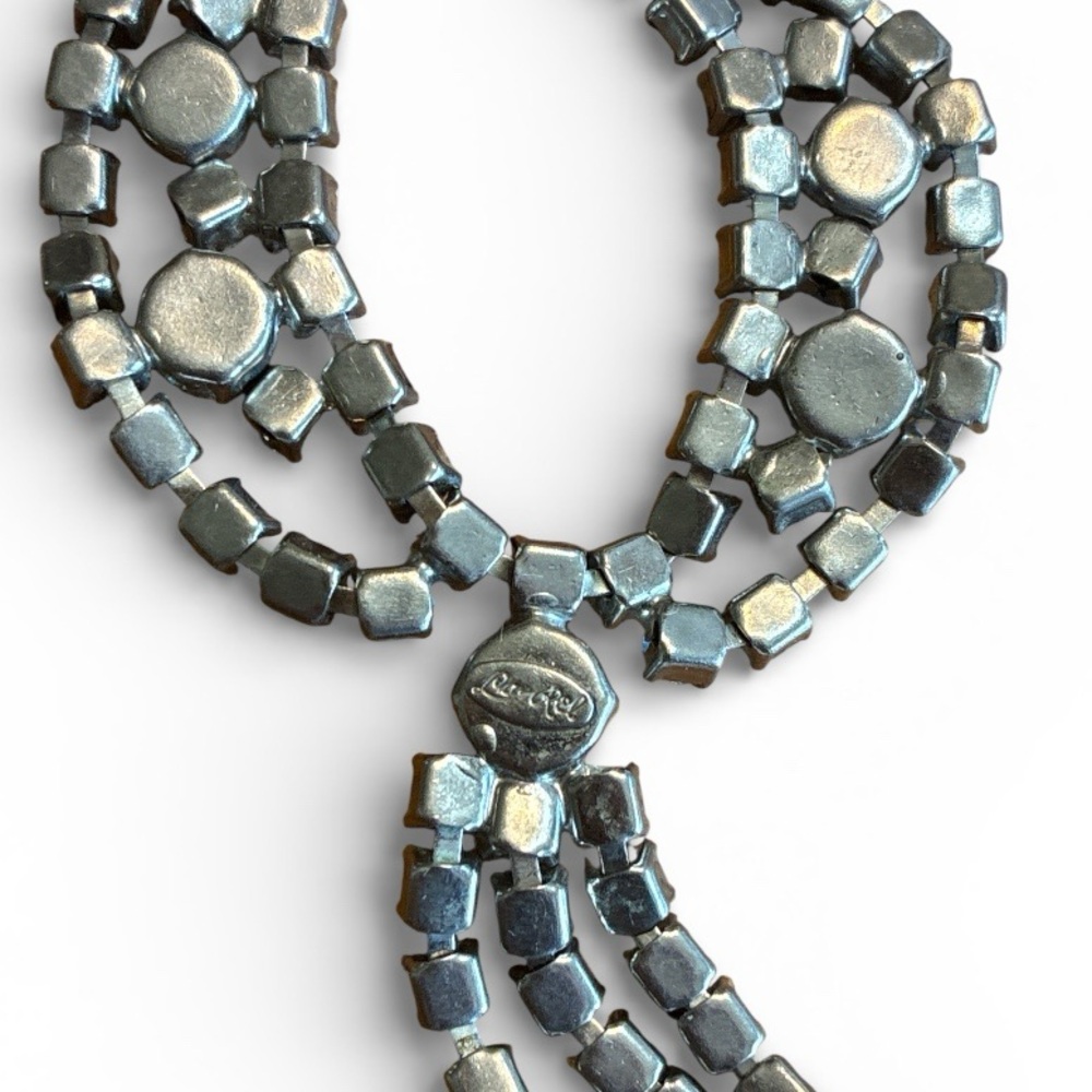 Vintage La-Rel Silver Ice Blue Rhinestone Choker Necklace - Picture 4 of 4